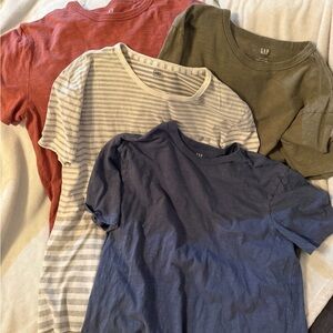4 - GAP Men's Short-Sleeve Crewneck Tees - Blue, Olive, Rust, Gray Stripe